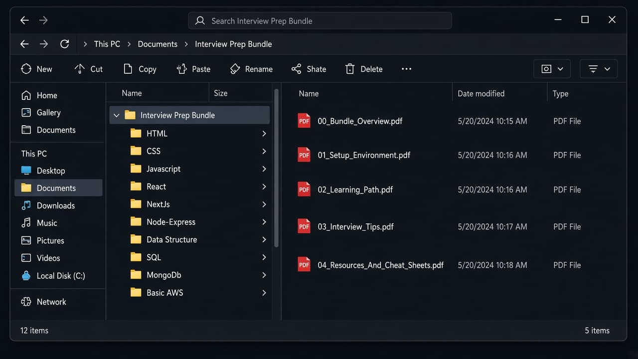 Folder structure inside the download zip
